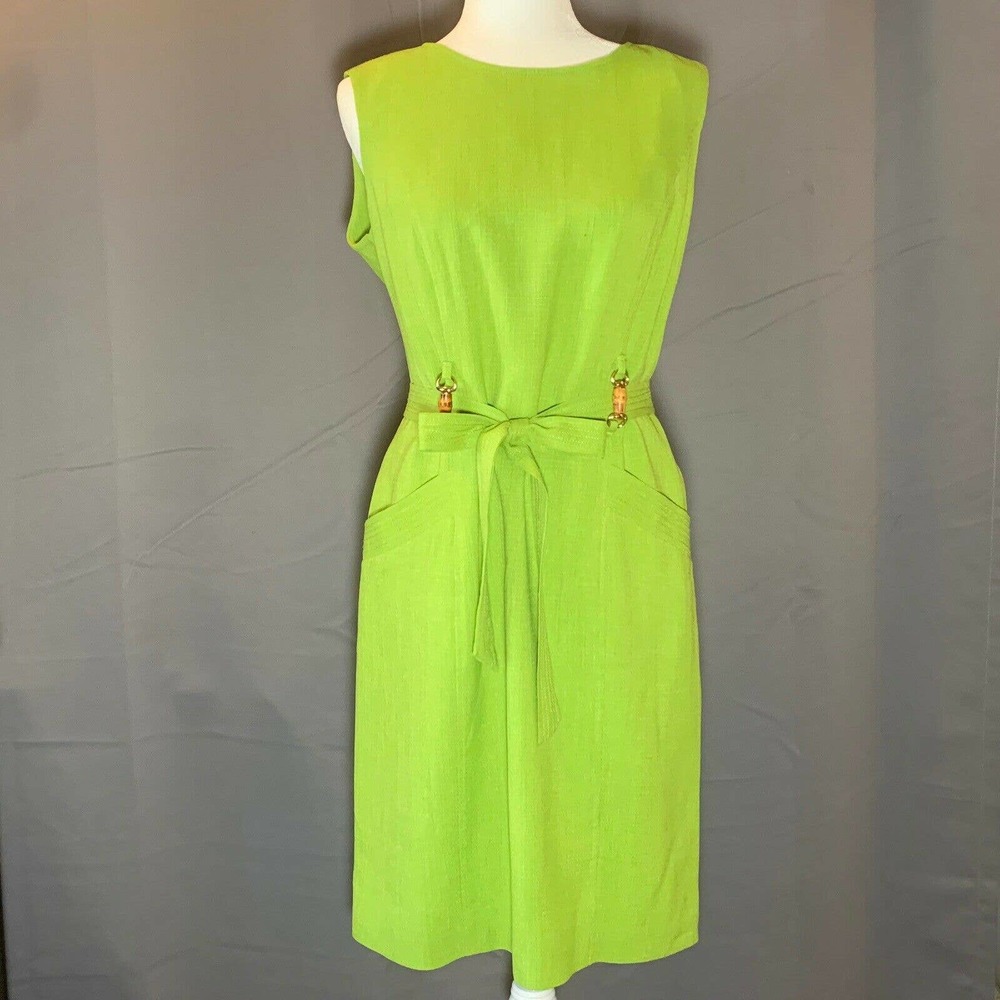 Lime Green Dress with Pockets Tracy Ellen Vintage
